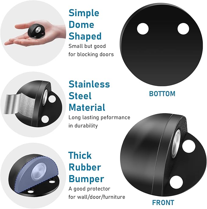 Magnetic Door Stop, Stoppers for Bottom of Door, Self Adhesive No Drill - Image 3