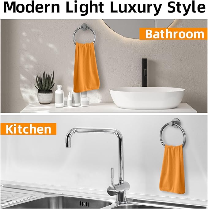Towel Ring 2Pack, SUS304 Stainless Steel Hand Towel Holder - Image 8
