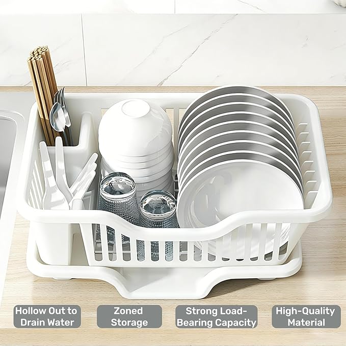 2-Piece Plastic Dish Drying Rack, Heavy Duty Sink Set Dish Rack - Image 5
