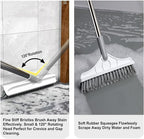 2 in 1 Floor Scrub Brush with V-Shape Stiff PVC Bristles, Stainless Steel Handle - Image 3