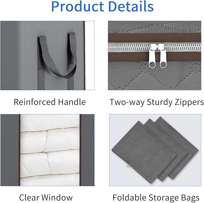 Fixwal Extra Large Blanket Storage Bags 120L Comforter Storage Bags - Image 7