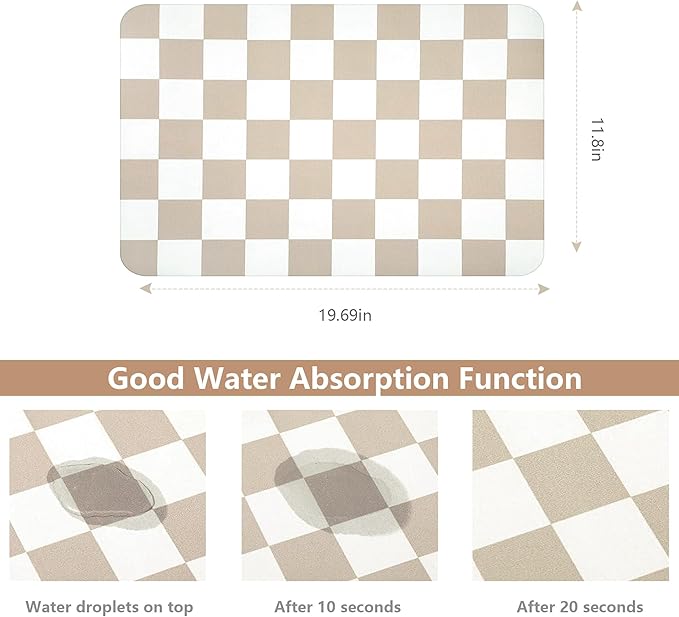 Coffee Mat Checkered Dish Drying Pad - Image 2