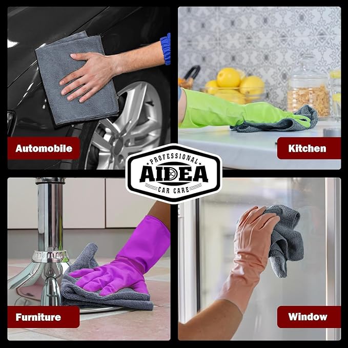 AIDEA Microfiber Cleaning Cloth Grey 10PK, Micro Fiber Cloth - Image 5
