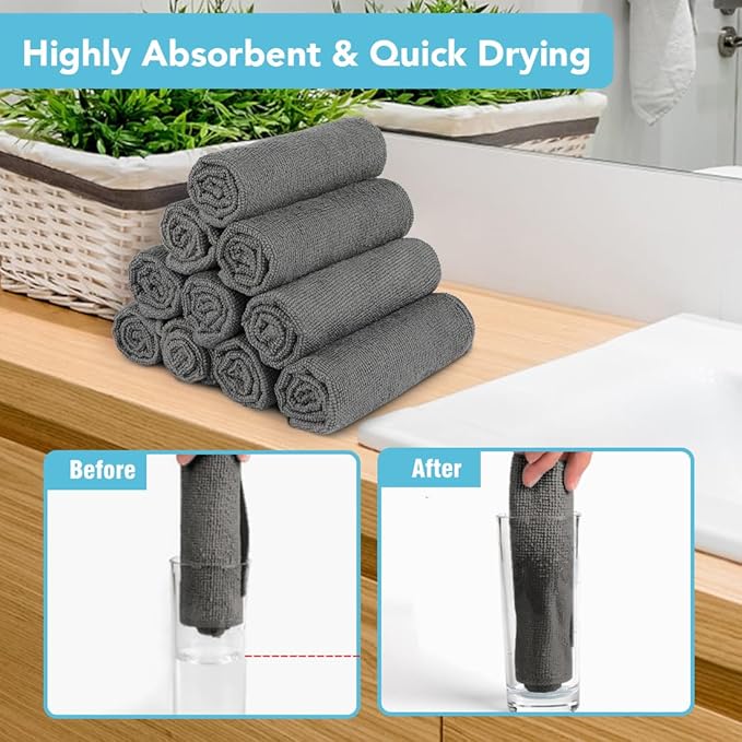 Orighty Washcloths Towels Set 10 Pack, Highly Absorbent and Soft Feel - Image 3