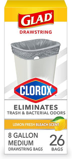 Glad Medium Trash Bags, 8 Gallon, Lemon Fresh Bleach Garbage Bags, Resists by GladTrashFoodStorage