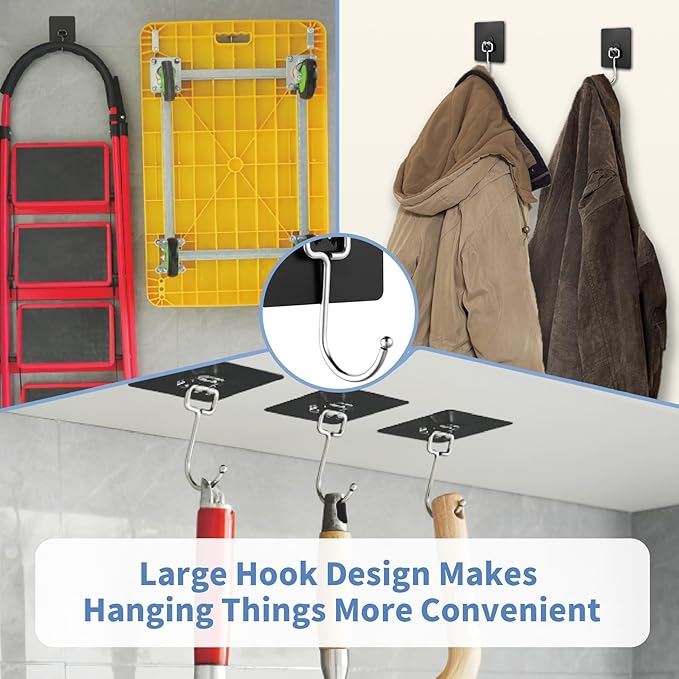 Adhesive Wall Hooks for Hanging - 60lb Heavy Duty Waterproof & Rustproof - Image 4