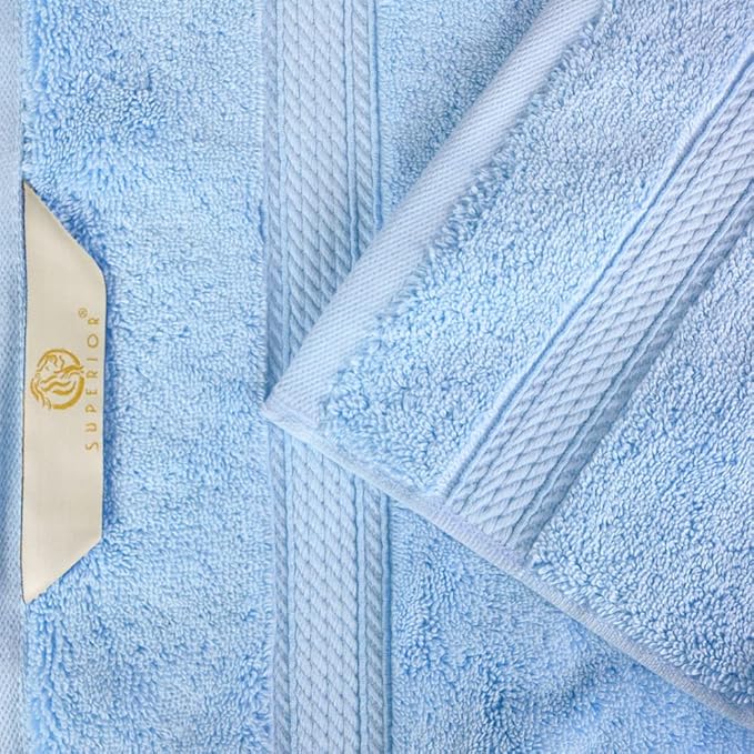 Superior Solid Egyptian Cotton Face Towel Set, Light Blue - Image 6