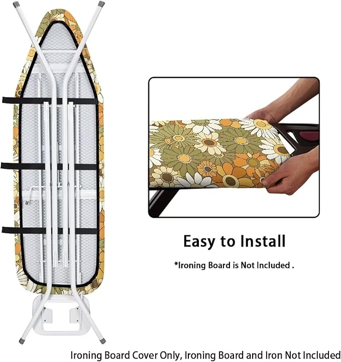 Green Hippie Floral Standard Ironing Board Cover Heat Reflective Ironing Mat - Image 4