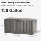 EAST OAK 120 Gallon Outdoor Storage Box | Large Resin Deck Box with Reinforced Stainless Steel Support | Waterproof & UV-Resistant Patio Storage Box for Cushions, Garden Tools & Pool Accessories, Grey - Image 9