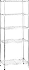 Amazon Basics 5-Shelf Adjustable Storage Shelving Unit for Garage, Steel Wire Rack, 200 Pound Loading Capacity per Shelf, 23.2" x 13.4" x 60", Chrome Finish by AmazonBasics