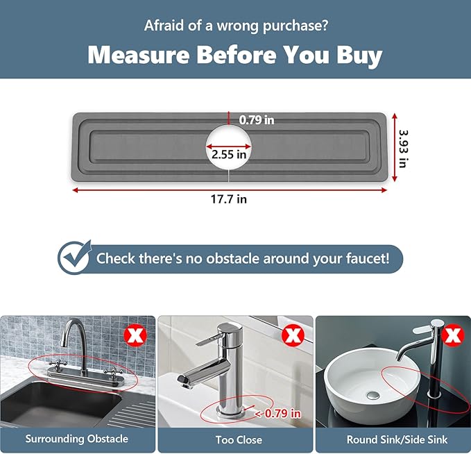 Faucet Mat for Kitchen Sink, Rapidly Absorbing Diatomite Fast Drying Stone - Image 2