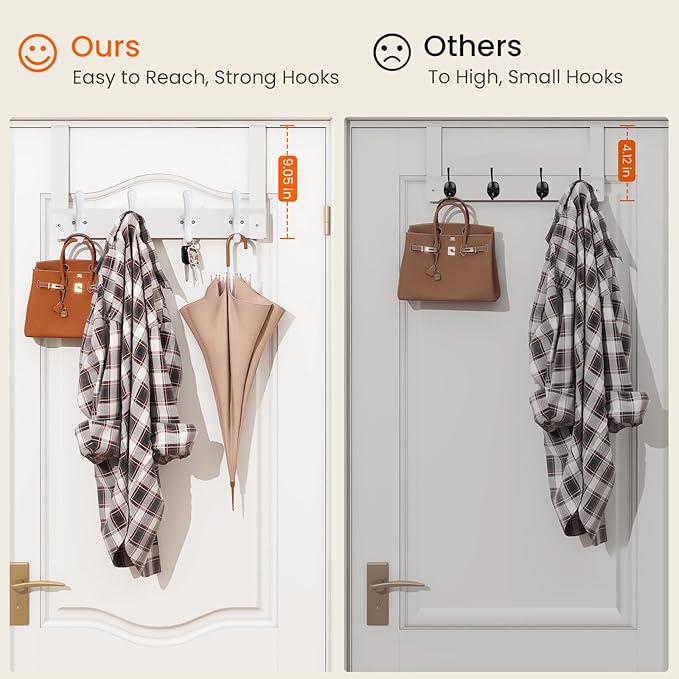 Homode Over The Door Hooks Heavy Duty, Wood Over Door Hanger Hook, Over Door - Image 8