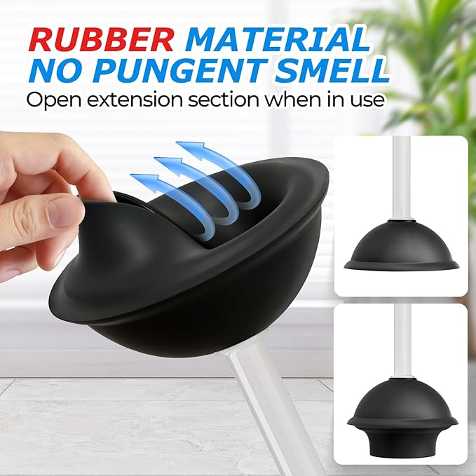 2Pack 2 in 1 Toilet Brush and Plunger Set, Extended Handle Plunger，Toilet Bowl - Image 4