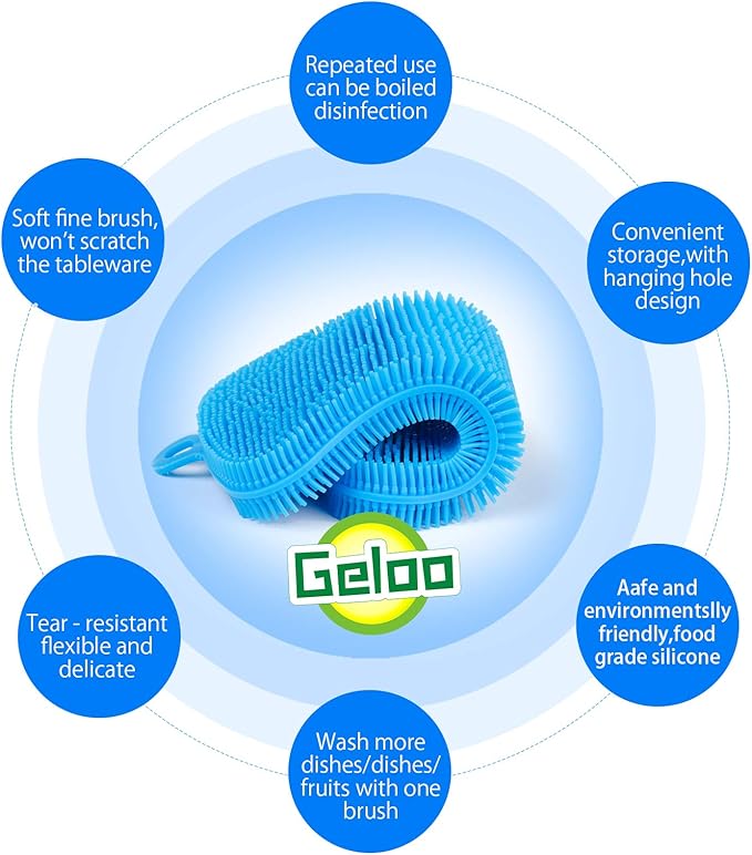 Geloo.Silicone Sponge Dish Brush, Double Sided Cleaning Brush - Image 6