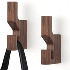 Walnut Wood Wall Peg Rack Hooks 2 Pack, Natural Wooden Coat Hooks Wall Mounted - Image 8