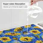 Starry Night Sunflower Blue Dish Drying Mat - Image 6