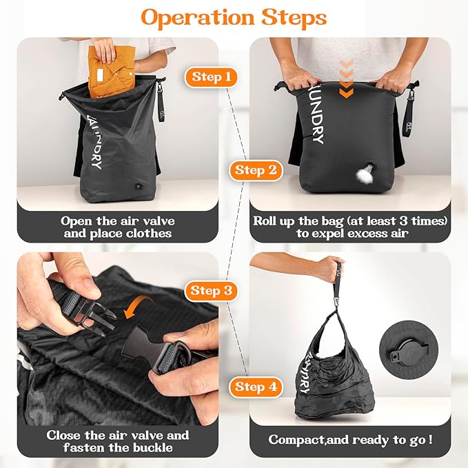 Compression Laundry Bag for Travel, Dirty Clothes Travel Laundry Bag, - Image 6