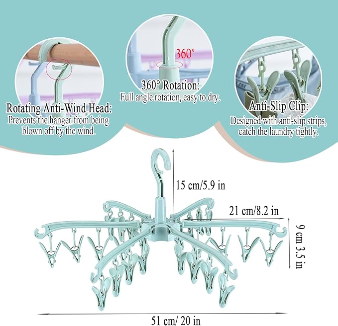 Foldable Drying Rack with 24 Clips - Image 2
