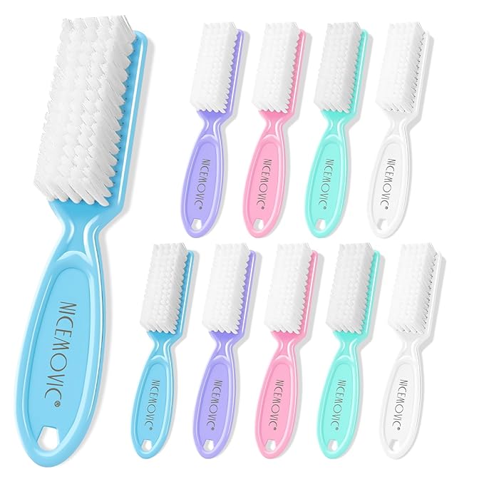 NICEMOVIC 10 Pcs Nail Brush for Cleaning Fingernails, Handle Grip Nail Scrubber by NICEMOVIC