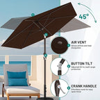 AreShark 7.5FT Patio Umbrella Table Market Umbrella with 6 Sturdy Ribs, Button Tilt/Crank, Heavy-Duty Outdoor Umbrellas for Pool, Deck, Garden and Backyard, Brown - Image 7