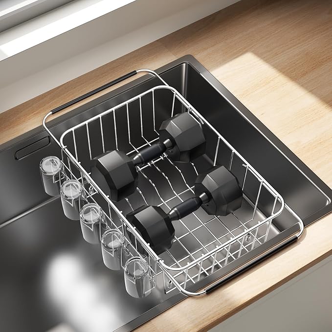 Small Dish Drying Rack in Sink, Extendable Stainless Steel Dish Drainers - Image 8