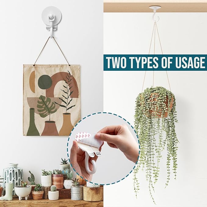 TAILI Adhesive Ceiling Hooks for Hanging Plants, Heavy Duty No-Drill Removable - Image 3