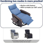 Outdoor Recliner Chair Set of 2, Wicker Patio Recliners with Adjustable Backrest and Extended Foot Rest, Reclining Patio Chairs with Flip Table & Removable Cushion Cover for Porch - Image 7