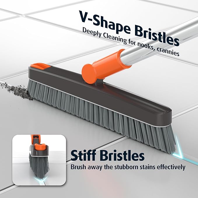 AIR U+ Grout Brush with Long Handle 180° Swivel Scrub Brush with Tweezers to - Image 3