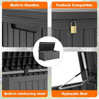 120 Gallon Resin Deck Box, Lockable Patio Outdoor Storage Box for Furniture, Garden Tools and Tools Storage, Waterproof Outside Storage Boxes - Black - Image 3