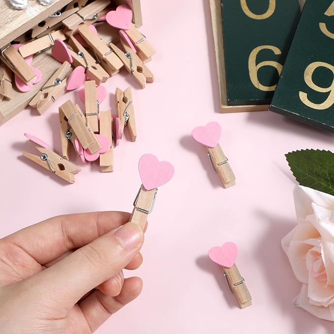20 PCS Heart Wooden Clothespins - Image 6