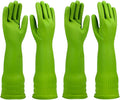 Dishwashing gloves 2 Pairs for kitchen, Rubber cleaning gloves, Long dish by IUCGE
