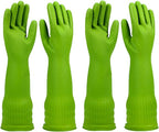 Dishwashing gloves 2 Pairs for kitchen, Rubber cleaning gloves, Long dish by IUCGE
