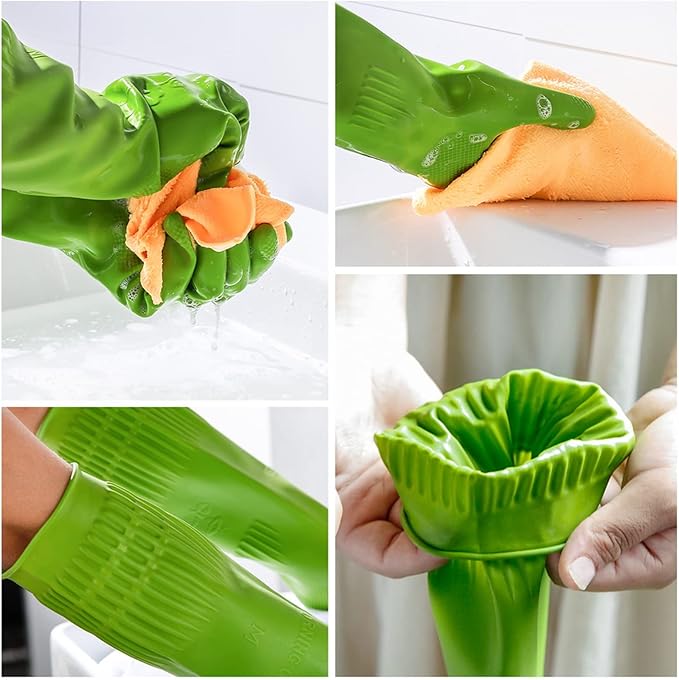 Dishwashing gloves 2 Pairs for kitchen, Rubber cleaning gloves, Long dish - Image 4