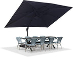 PURPLE LEAF 10' X 13' Patio Umbrella with Base Outdoor Cantilever Rectangle Offset Umbrella with 360-degree Rotation for Garden Deck Pool Patio Grey - Image 9