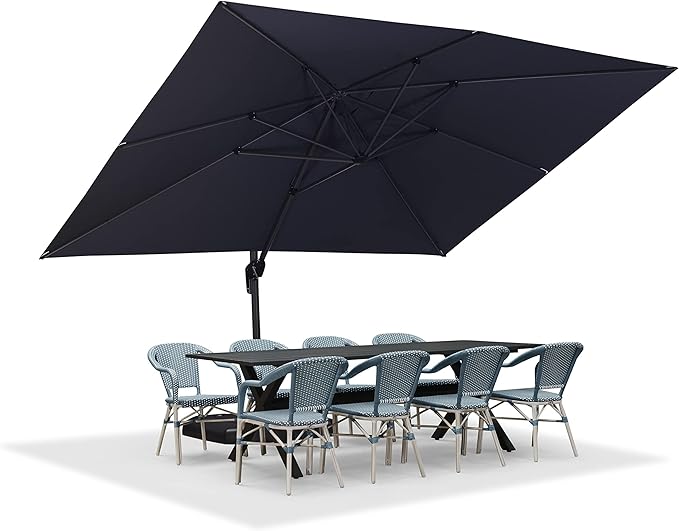 PURPLE LEAF 10' X 13' Patio Umbrella with Base Outdoor Cantilever Rectangle Offset Umbrella with 360-degree Rotation for Garden Deck Pool Patio Grey - Image 9