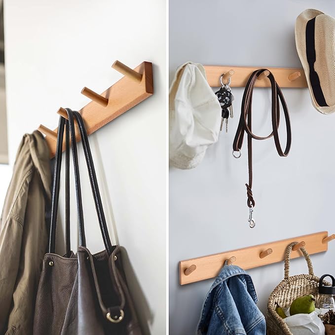 evory 2 Pack Coat Rack Wall Mount, 17 Inch Coat Hooks - Image 2