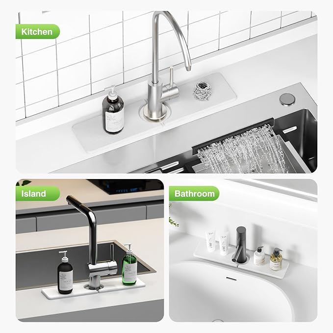 15.8" x 4" Stone Faucet Mat for Kitchen Sink, Quick Drying Diatomite Sink Tray - Image 8