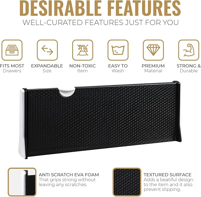 RAPTUROUS Adjustable Drawer Dividers 8 Pack, 4” High, 11-17” Long, Dresser - Image 4