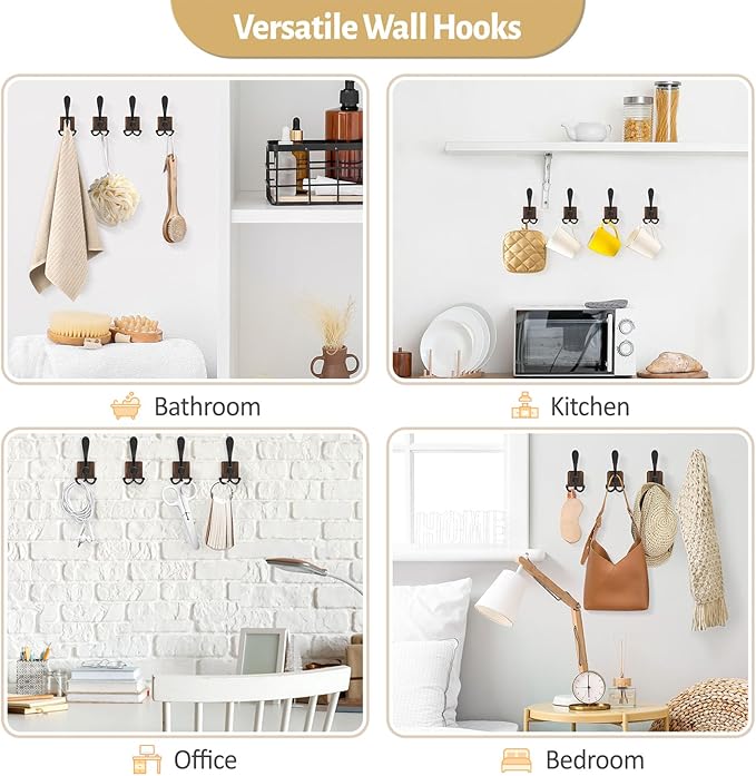 VIS'V Coat Hooks Wall Mount, Wooden Coat Hanger Hooks - Image 6