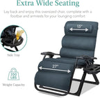 Best Choice Products Oversized Zero Gravity Chair, Folding Outdoor Patio Recliner, XL Anti Gravity Lounger w/Removable Cushion, Cup Holder, Side Tray, 350lb Capacity - Graphite Blue - Image 7