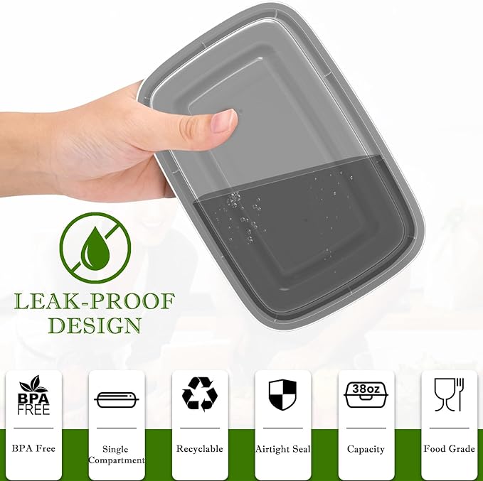 Meal Prep Containers Reusable 38oz - Image 2