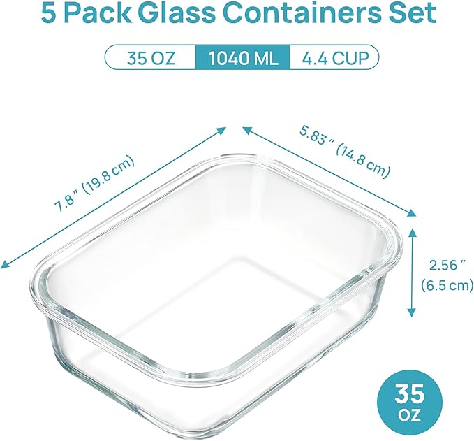 Vtopmart 5 Pack 35oz Glass Containers - Image 2