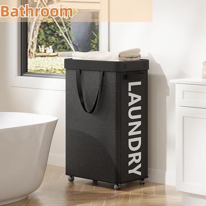 Laundry Basket with Wheels, 90L Rolling Laundry Hamper with Wheels, Large - Image 5