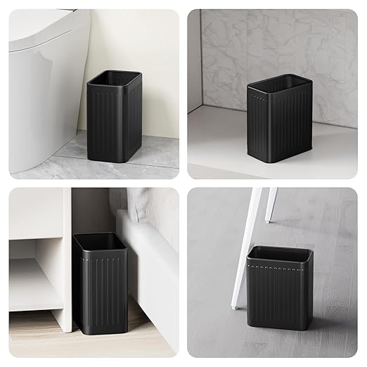 TrashAid Small Bathroom Trash Can, 2.1 Gallon Black Bathroom Garbage Can - Image 7