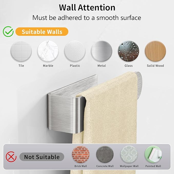 Adhesive Hand Towel Holder, 8 Inch Towel Holder - Image 4