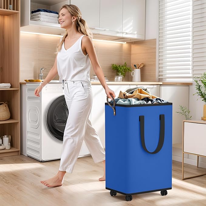Laundry Basket with Wheels, Collapsible Laundry Baskets, Laundry Hamper with - Image 6