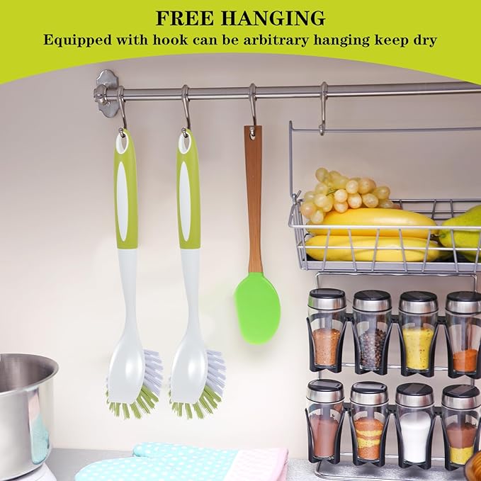 8 Pcs Dish Brush with Handle Kitchen Scrub Brush Pot and Pan Cleaning Brush - Image 5