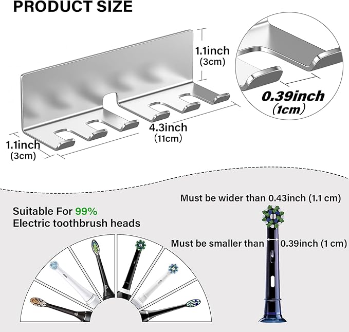 Electric Toothbrush Head Holder, Toothbrush Holders Wall Mounted, Electric - Image 7