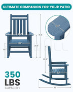 SERWALL HDPE Outdoor Rocking Chair Set of 8, Patio Rocking Chairs for Adults, All Weather Outdoor Rockers for Lawn, Blue - Image 3