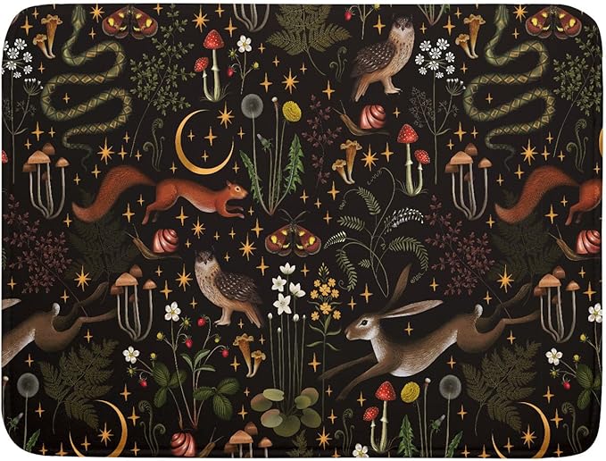 Black Mushrooms Butterfly Dish Drying Pad 18 x 24 Inch by APORTT